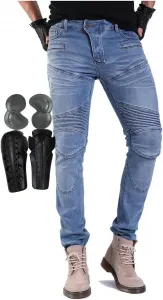 Мотоциклетные брюки на все сезоны, эластичные леггинсы с 6 карманами и регулируемыми защитными элементами CE, Blau