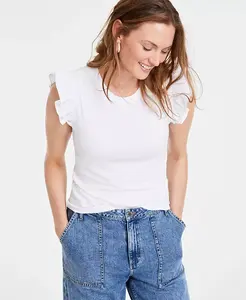 Женский вязаный топ с оборками на рукавах On 34th, белый