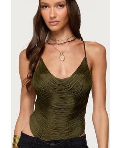 Женская блузка Elenie с бахромой и воротником-хомутом Edikted, Olive