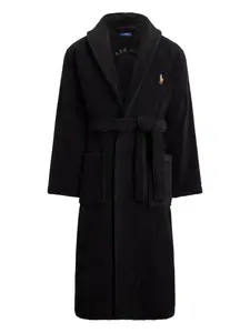 Махровый халат с вышивкой POLO RALPH LAUREN, черный
