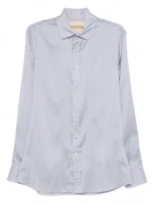 Шелковая рубашка в полоску VALENTINO GARAVANI, синий