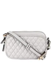 Стеганая сумка через плечо 'Bellezza Romana' из натуральной кожи с двойной молнией Ashwood Leather, серый