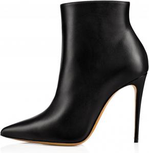 Женские стильные ботильоны на высоком каблуке с заостренным носком, шпилькой, короткие ботинки с боковой молнией, удобная обувь для платья на вечеринку, свидание, работу и свадьбы Generic, Black