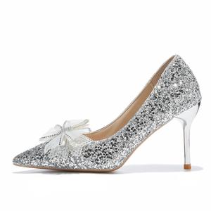 Medd Бант французские хрустальные свадебные туфли на тонком каблуке женские высокие каблуки серебристые 8 см, цвет Silver 8CM