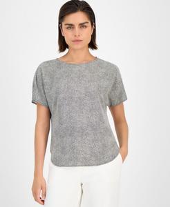 Женская футболка с принтом, вырезом-лодочкой и короткими рукавами, размеры P/XXS-XXL Anne Klein, Anne White/Anne Black