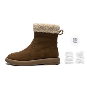 Термостойкие устойчивые к истиранию 14,5 см зимние ботинки женские ZHR, коричневый-comes with versatile slouch socks
