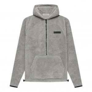 Мужская флисовая толстовка Fear of God Essentials SS22 с половинной молнией, цвет «Темная овсянка», FOG-SS22-459