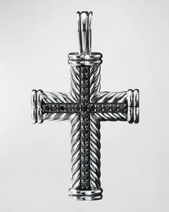 Мужской серебряный кулон-крест с шевроном и бриллиантами, 41,7 мм David Yurman