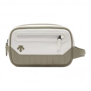 DESCENTE Кожаный клатч из микрофибры мужской бело-зеленый, White & Green