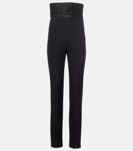 Узкие брюки Lenro с высокой талией и отделкой из атласа Khaite, черный