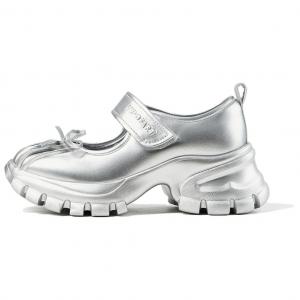 FED Туфли Мэри Джейн женские, серебристые, бежевые