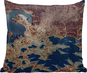 Подушка для улицы - Ржавый - Синий - Желтый - 50x50 см - Устойчивая к погодным условиям - Подушка для отдыха - Удобная - Подушка с рисунком MuchoWow