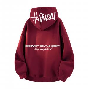 Толстовка Unisex Hooded Moderate Heavyweight HUANQIU, burgundy (fleece-lined)