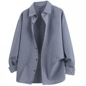 Рубашка Unisex Lapel Moderate X1617, темно-синий top
