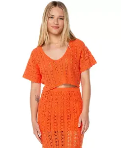 Топ из хлопка с узором «Морской вихрь» для юниоров Roxy, оранжевый