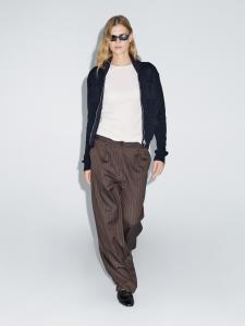 Широкие брюки в тонкую полоску Massimo Dutti, шоколадный