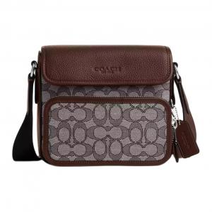 Салливан Жаккард с кожаной наплечной сумкой кроссбоди малого размера мужская дуб и клен цвет COACH