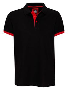Контрастная рубашка-поло пике стандартного кроя черного и красного цветов Rusty Neal