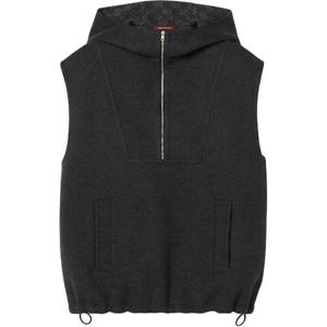 GUCCI Вышитая шерстяная капюшонная безрукавка женская тёмно-серая, Dark Gray