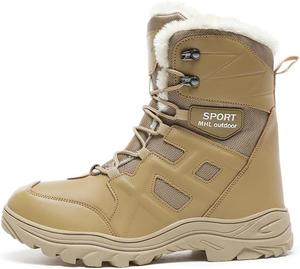Мужские водонепроницаемые зимние ботинки с утеплителем из меха, легкие, противоскользящие, для активного отдыха и работы Qacksv, хаки