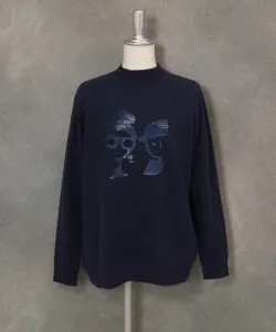 Вязаный свитер из смеси альпаки с вышивкой пайетками Studio Picone, цвет Navy (060)