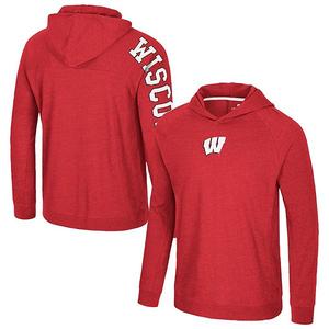 Мужская красная футболка с длинным рукавом и капюшоном wisconsin badgers back in business Colosseum