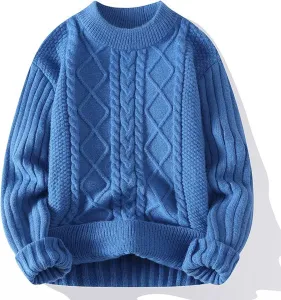 Мужской вязаный свитер Casual Vintage свободного покоя с косой вязкой легкий лонгслив