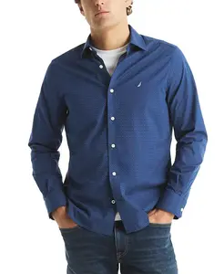 Мужская рубашка с длинным рукавом и принтом Nautica, синий