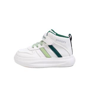 Детские кроссовки Cloud Wander, износостойкие, с антиударным эффектом, средней высоты, для повседневной носки SNOOPY, белый/зеленый
