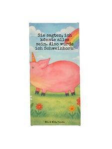 Mr. & Mrs. Panda Пляжное полотенце с изображением единорога и поросенка и надписью белого цвета