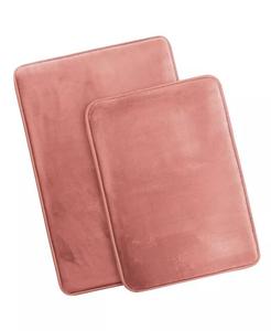 Набор из 2 ультрамягких нескользящих плюшевых ковриков для ванной из пены с эффектом памяти - маленький и большой Clara Clark, розовый