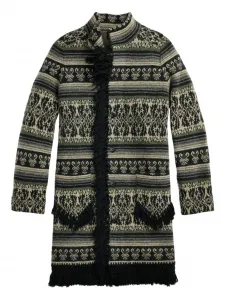 Кардиган-пальто Amelia с узором и бахромой Ralph Lauren Rrl, серый