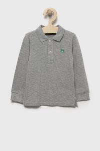 Детская хлопковая футболка с длинными рукавами United Colors of Benetton, серый