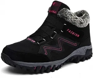 Мужские зимние сапоги для снега, водостойкие, теплые, с меховой подкладкой, противоскользящие, рабочие, до щиколотки, повседневные, легкие, для походов и треккинга на открытом воздухе Qacksv, розовый