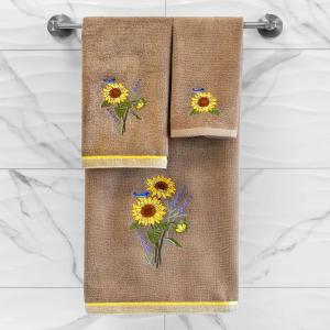 Linum Home Textiles Турецкий хлопок Girasol Набор из 4 украшенных полотенец
