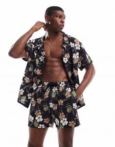 Плавки-шорты Boss coord с цветочным принтом черного цвета BOSS Orange