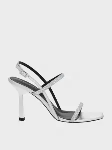 Сандалии Arona на шпильке, украшенные металлическими кристаллами Charles & Keith, цвет Silver