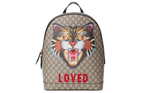 Холщовый рюкзак с кожаной спинкой обычный мужской бежевый GUCCI