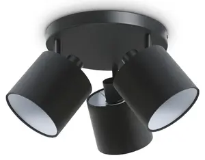 Paco Home Потолочный светильник "ANIKA", 3 лампочки, лампа E14 | без лампочки, можно использовать и как настенный светильник Ø 12,2 см, Высота: 19 см, черно-белый