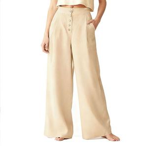 Женские брюки с высокой талией и широкими штанинами на пуговицах Clearflower, Khaki