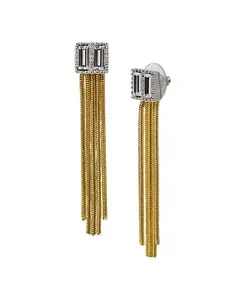 Серьги-Линейки с кристаллами и несколькими цепочками 2028, white