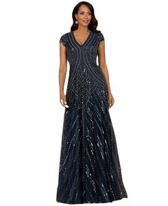 Женское платье А-силуэта с короткими рукавами и бисером Lara, Navy