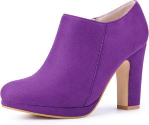 Женские ботильоны Allegra K на платформе с круглым носком и массивным каблуком, Purple
