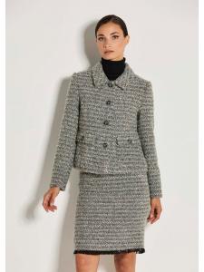 MADELEINE Короткий блейзер в стиле французской элегантности, графитовый / кремовый / многоцветный