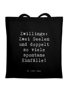 Сумка-шоппер с надписью Приключения близнецов черного цвета Mr. & Mrs. Panda