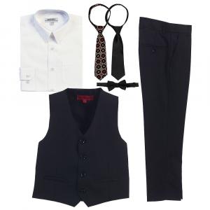Детский комплект из 5 предметов Gioberti с жилетом и брюками, рубашкой и галстуком, цвет Black White
