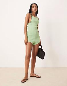 Микро-шорты структурированного трикотажа ASOS DESIGN зеленого цвета
