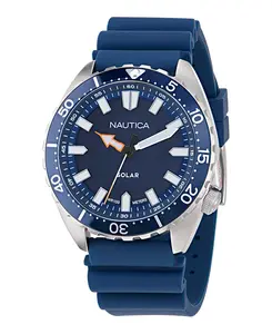Мужские аналоговые синие силиконовые часы, 44 мм Nautica, blue