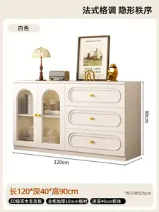 Yu Senyi Комод 120х40х90 см для спальни из массива дерева, 5 ящиков, со стеклянными дверцами и полками, материал — плита 16 мм