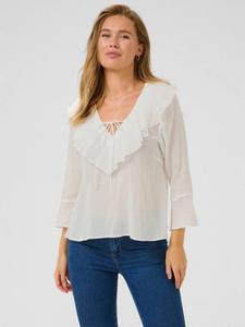 Хлопковая блуза с рукавами-колокольчиками KAjohanna KAFFE, White